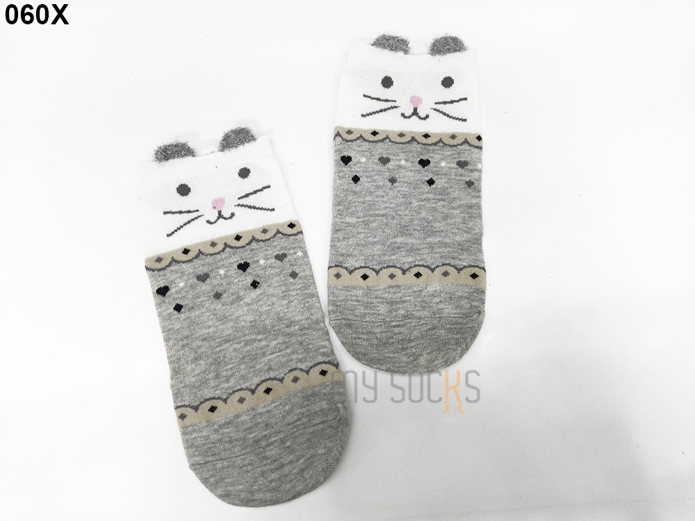 Vớ nữ cotton mèo 3D cổ thấp