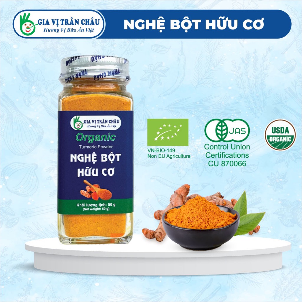 Nghệ bột hữu cơ Trân Châu hũ 45g