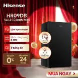 Tủ lạnh mini 94 Lít Hisense HR09DB làm lạnh siêu nhanh, tiết kiệm điện, vận hành êm ái ít tiếng ồn, bảo hành 24 tháng