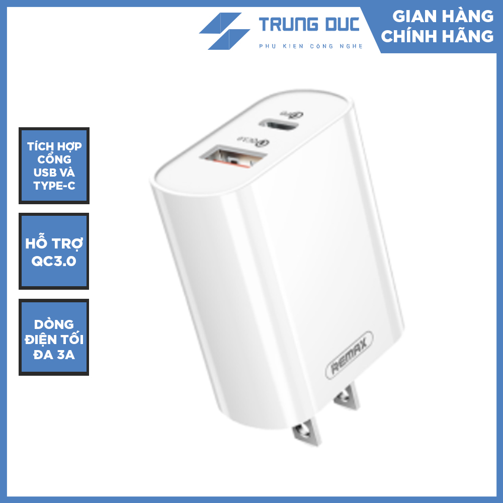 [FREESHIP] Củ Sạc Nhanh Remax RP-U37 QC3.0+PD TD15 Củ Sạc Điện Thoại Bảo Vệ An Toàn Cho Thiết Bị Và Người Dùng, Vỏ Dây Bọc Siêu Bền - Phụ Kiện Trung Đức