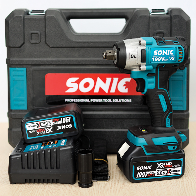 [KHÔNG CHỔI THAN ] Máy Siết Bulong Pin SONIC SN-IW 380N XANH lực siết khỏe 380 n.m - Máy siết ốc, máy vặn ốc bu lông dùng pin 10 cell