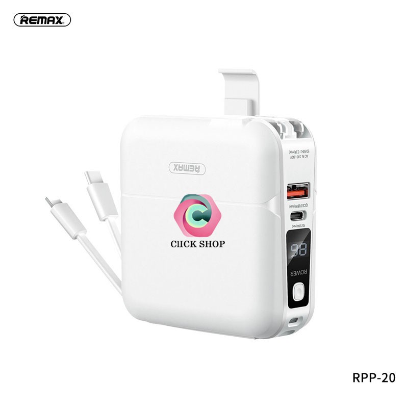 Sạc Dự Phòng Đa Năng 18W Remax RPP-20 - Tích Hợp Cáp Sạc TypeC, Lightning Và Giá Đỡ Điện Thoại - Dung Lượng 15000mAh - Phân phối bởi Vietstor