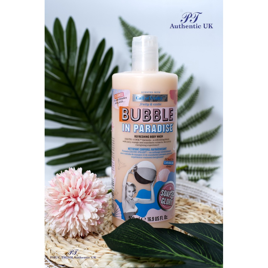 Sữa tắm soap clean on me - bubble in paradise - made in uk 500ml