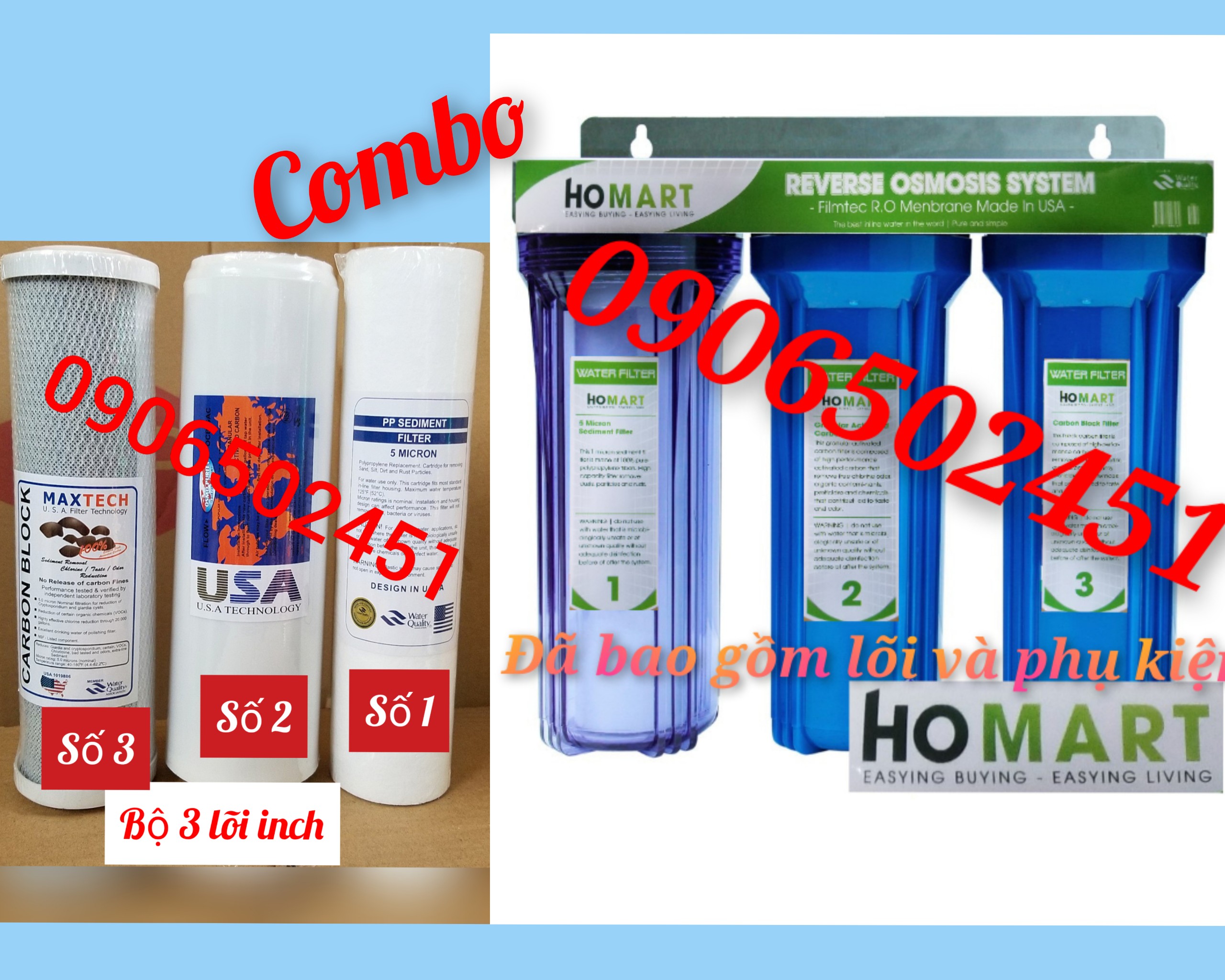 [HCM]BỘ 3 CỐC LỌC 10INCH LỌC NƯỚC SINH HOẠT TẶNG KÈM BỘ LÕI LỌC THÔ +GIÁ ĐỠ +TAY VẶN CỐC