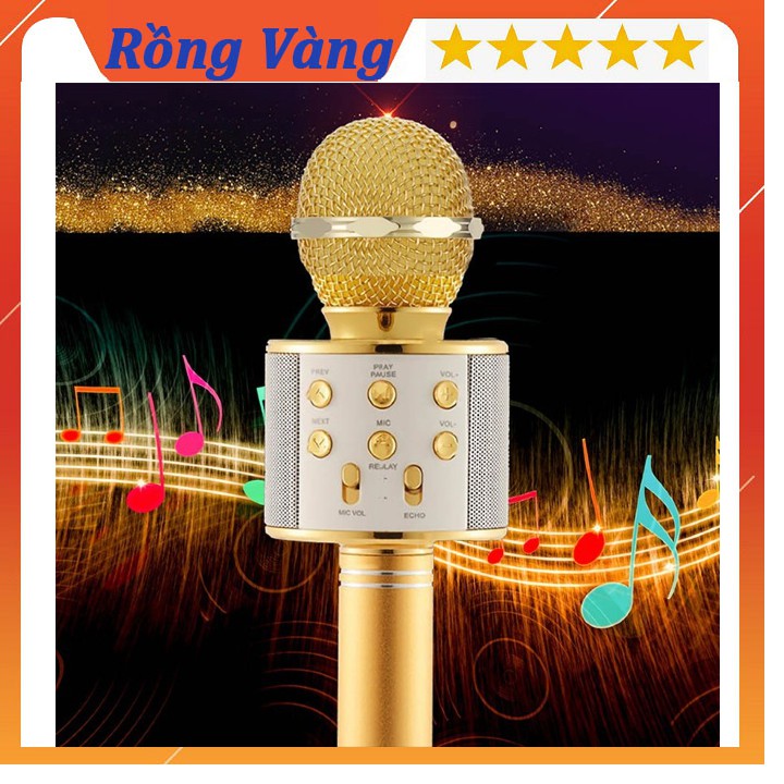 Micro karaoke kiêm loa bluetooth ws - 858 tiện dụng chất lượng cao- âm chuẩn hút mic có ghi âm giọng hát