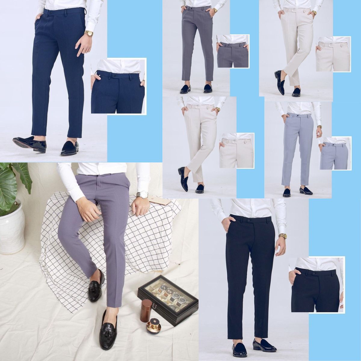 Quần tây Nam, chất liệu cotton co giản, form đẹp, đường chỉ may chắc chắn.