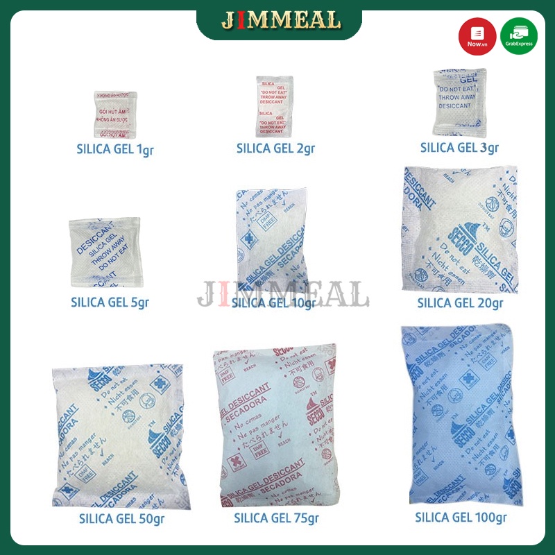 Gói hút ẩm silicagel, hạt chống ẩm 1g 3g 5g dành cho thực phẩm, đồ khô tiện dụng