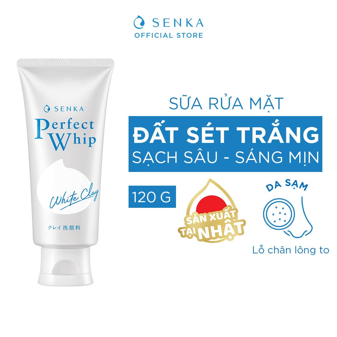 Sữa rửa mặt tạo bọt senka perfect white clay 120g hi queen beauty