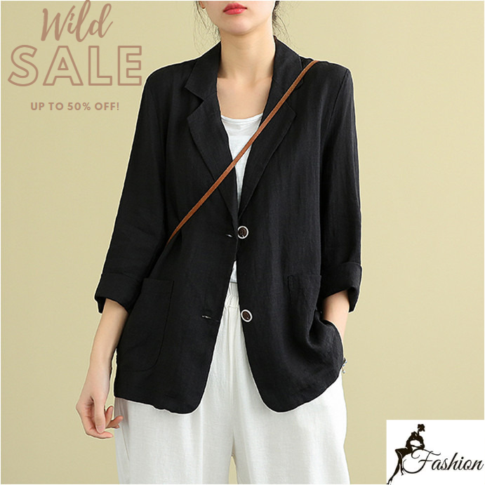 Áo khoác vest blazer nữ phong cách hàn quốc 2 túi chất đũi xước cao cấp