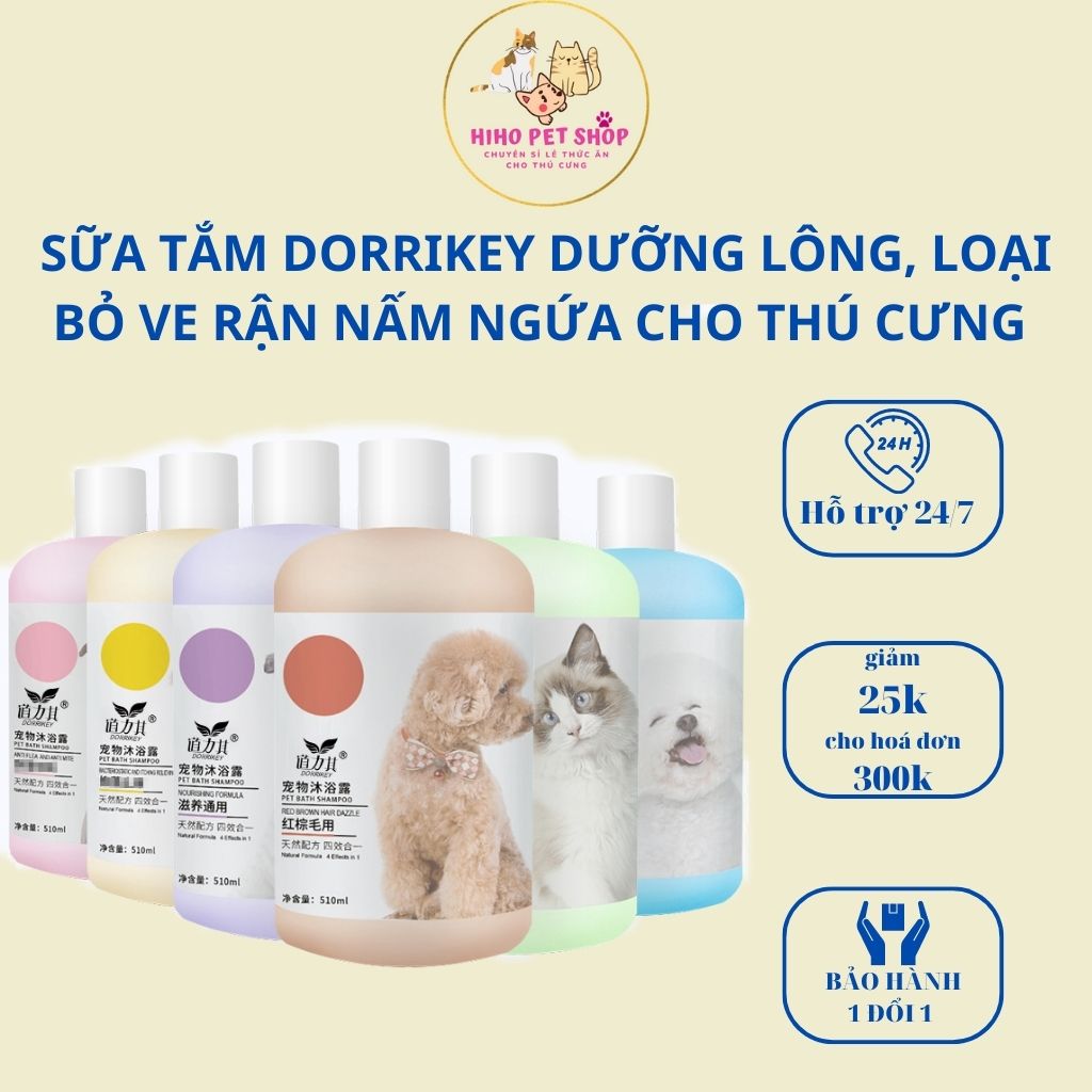 Sữa tắm dorrikey cho chuyên dụng cho chó mèo - chai 510ml