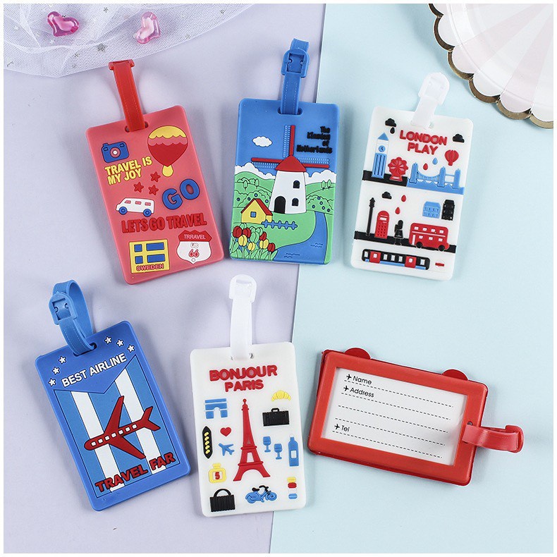 Name Tag Thẻ Đeo Bảng Tên Silicon Chống Thất Lạc Cho Balo/ Vali Siêu Cute