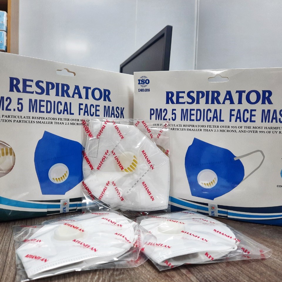 Khẩu trang y tế N95 có van thở Khánh An chính hãng RESPIRATOR PM 2.5 MEDICAL FACE MASK kháng khuẩn ngăn bụi mịn