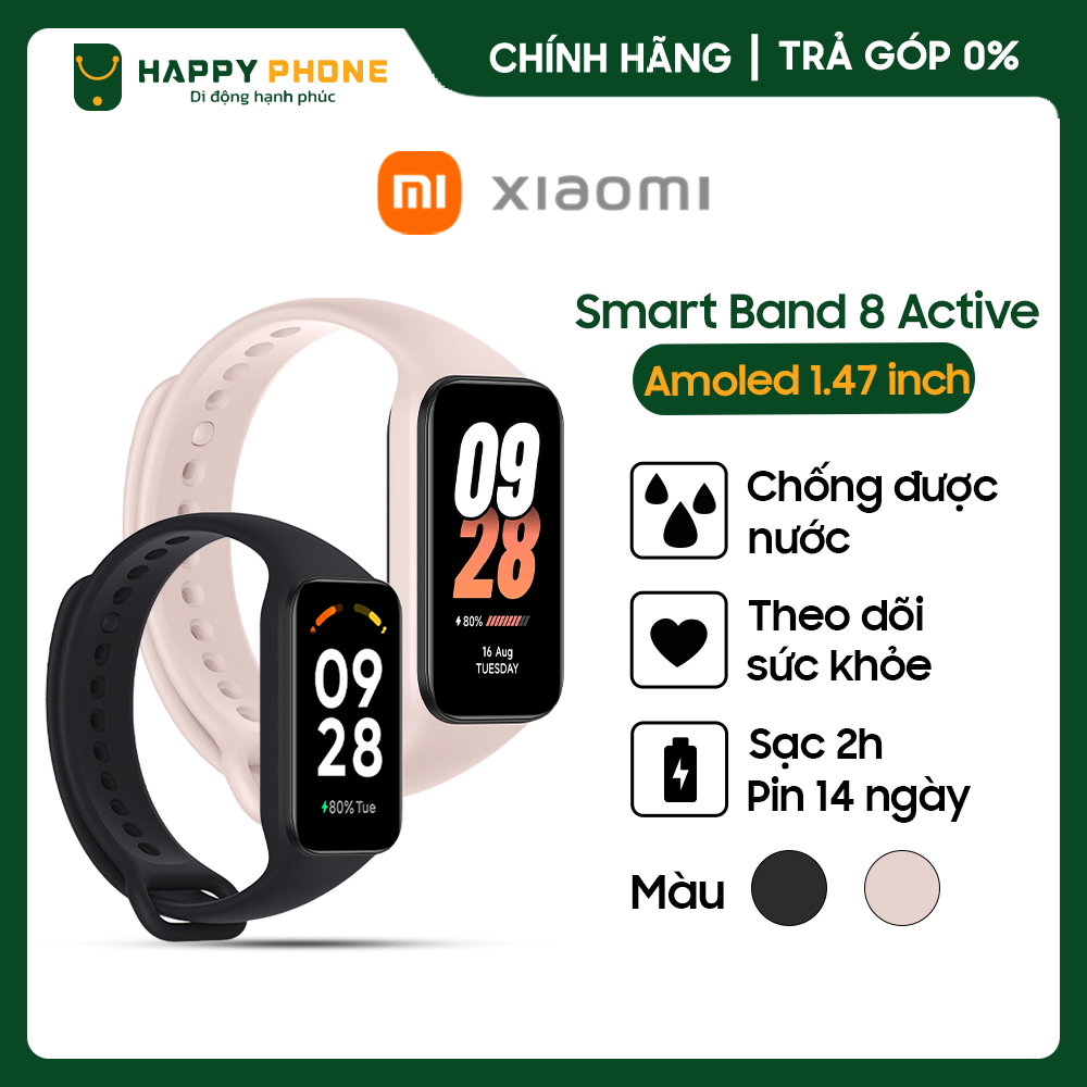 Đồng hồ đeo tay thông minh xiaomi smart band 8 active đen