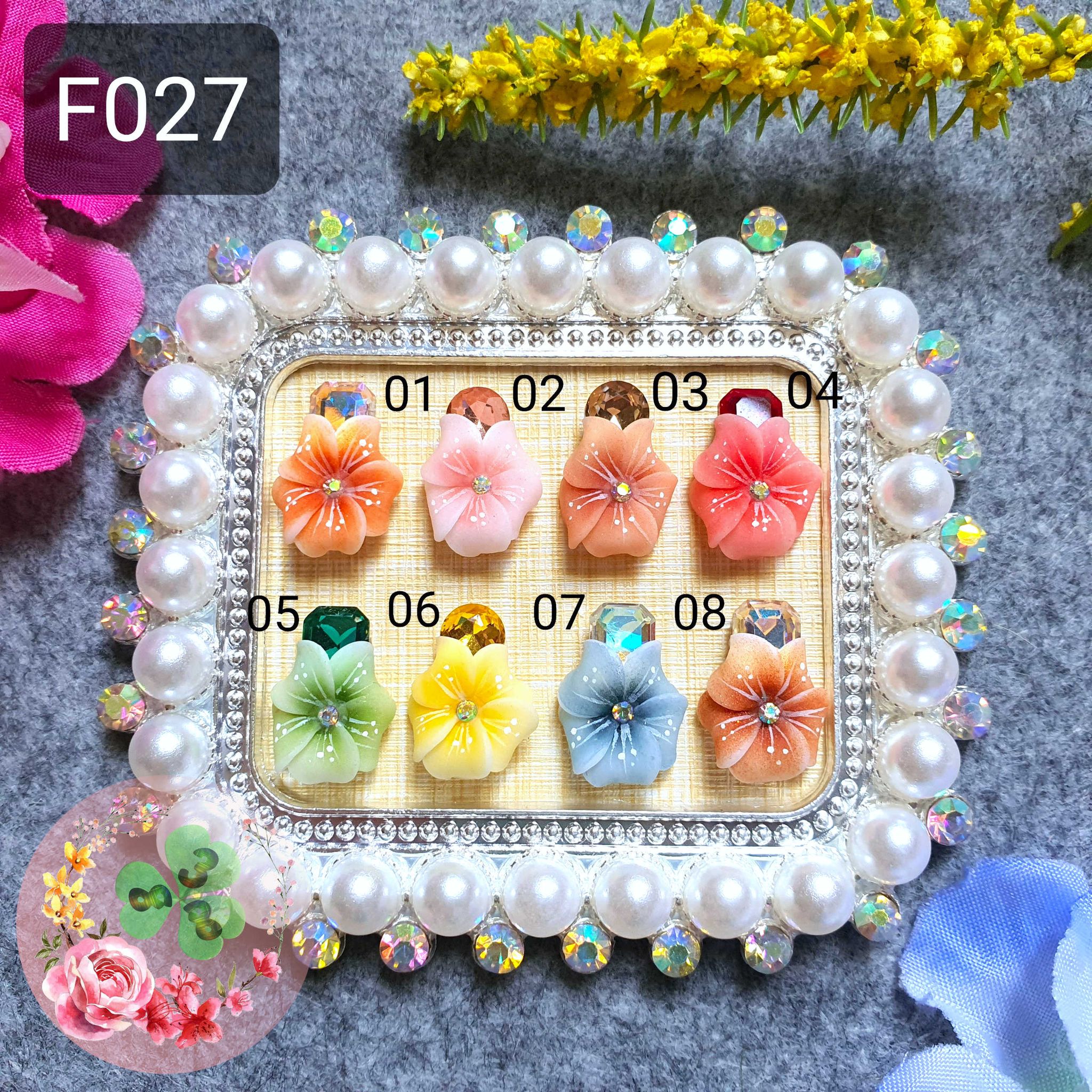 [HCM]Mẫu: F027 . Hoa bột "Đậu đá"  đính móng siêu xinh.