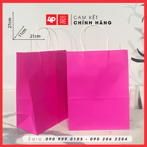 01 túi kraft hồng đậm 21 x 27 x 11 cm ngang cao hông