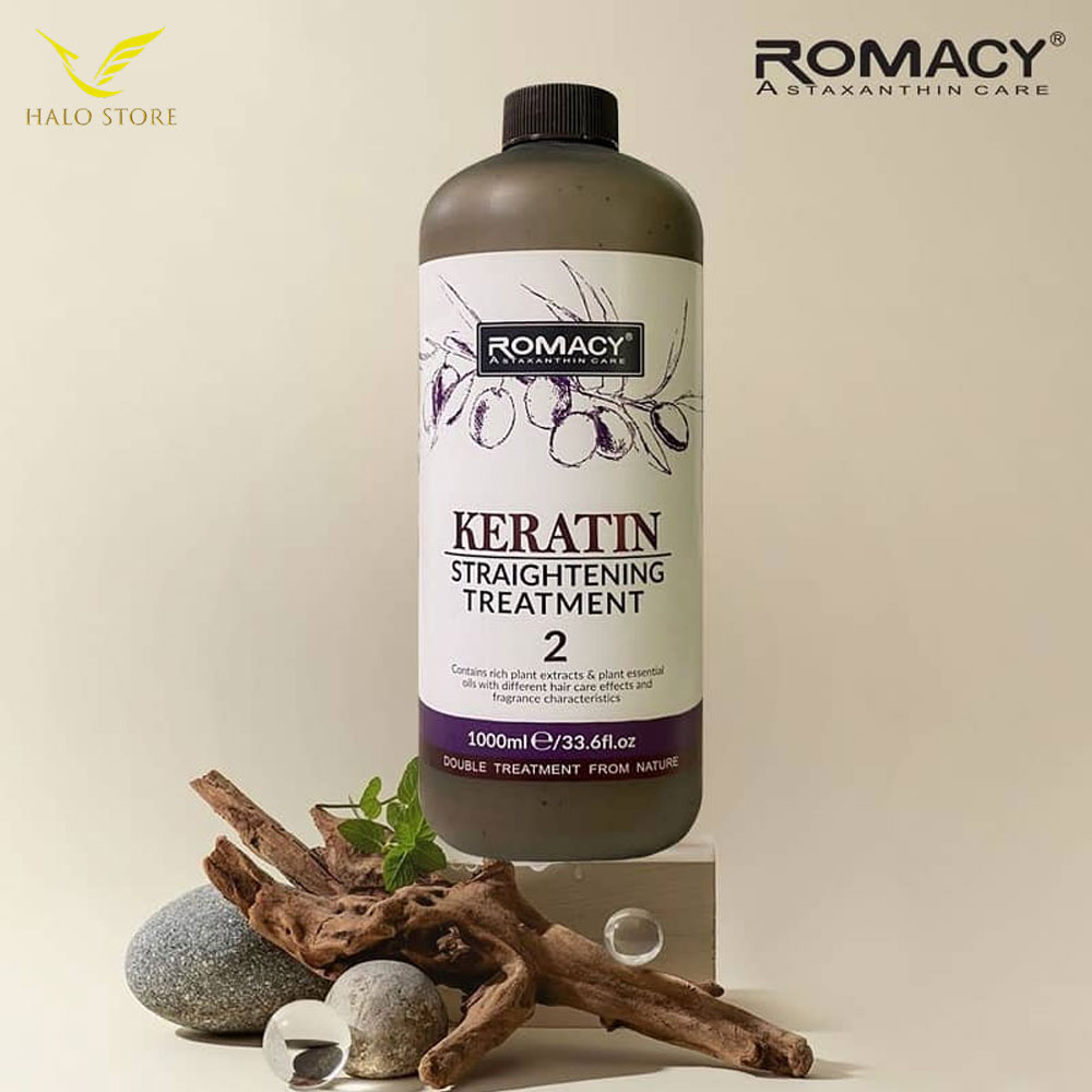 Keratin Ép Thẳng Romacy Argan 1000ML Phục Hồi Tóc Hư Tổn, Tóc Nhũn Nát thơm hương Argan Không Bết Cay Nhẹ