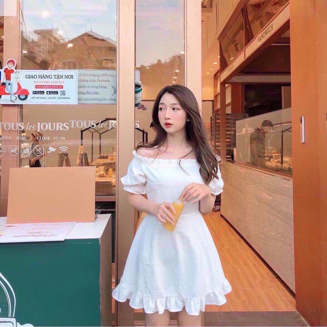 [freeship]ĐẦM NỮ BẸT VAI TRẮNG - ĐẦM NỮ DỰ TIỆC - ĐẦM NỮ TAY PHỒNG DÁNG XÒE - ĐẦM NỮ CHỮ A - GIRLY STORE