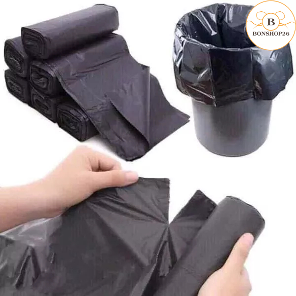 Set 3 cuộn túi rác đen tự phân hủy - bao rác đen