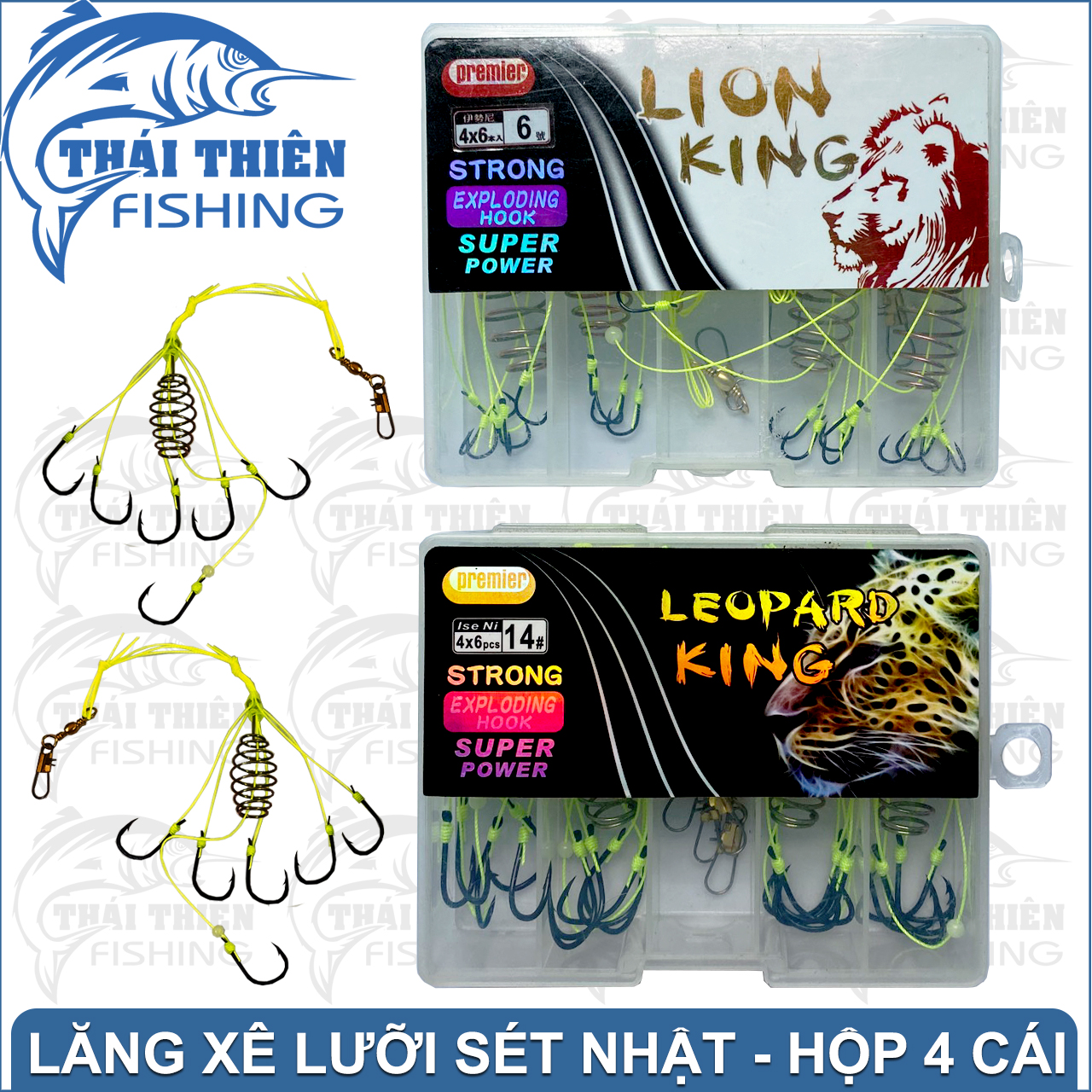 Combo 4 Chùm Lăng Xê Lion, Leopard King 1 Chùm 6 Lưỡi Sét Nhật Siêu Bén Dùng Câu Cá Chép Mè Rô Phi