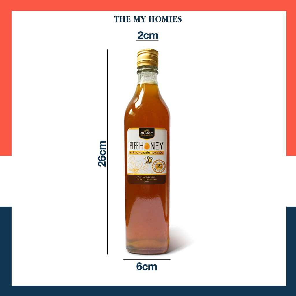 [HCM]Chai thủy tinh 500ml ???? Chai đựng mật ong  chất lỏng 500ml nắp nhôm vàng