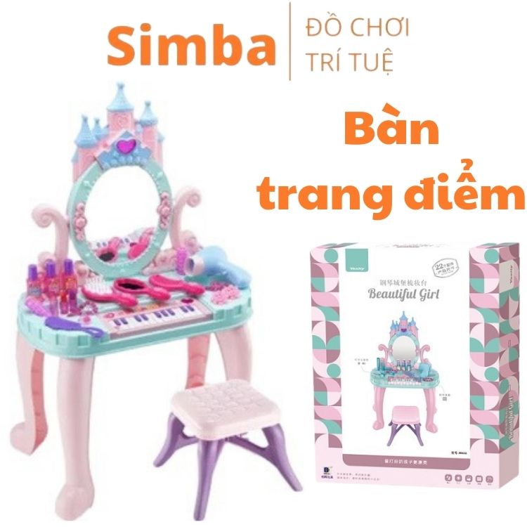 Bàn trang điểm mini đồ chơi cho bé gái bộ bàn ghế trang điểm hình lâu đài