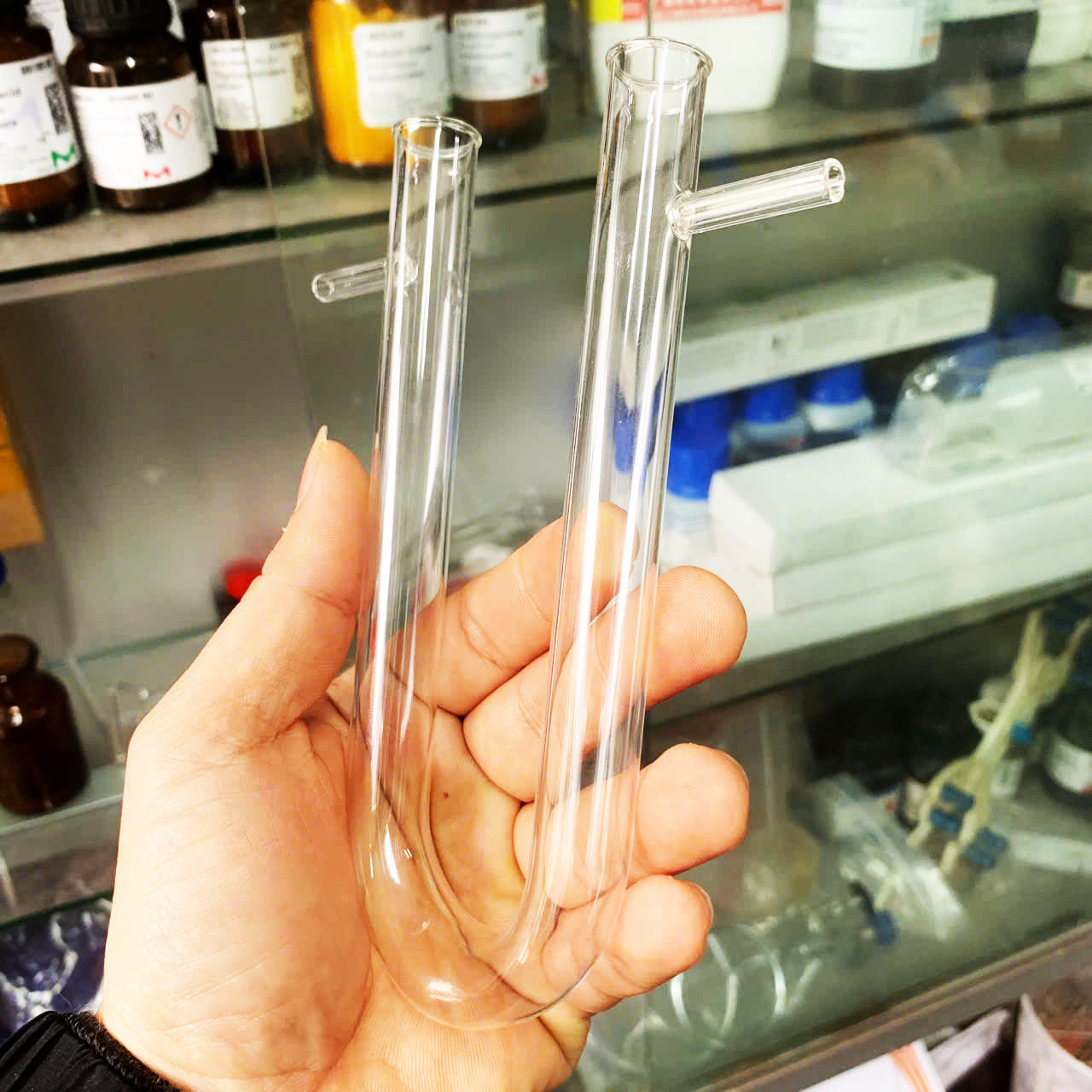 U-Shaped Glass Test Tube (with Branches) Used in Medical Experiments