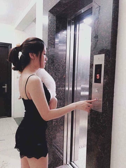 Bộ ngủ 2 dây viền ren sexy chất gân tăm mềm mát