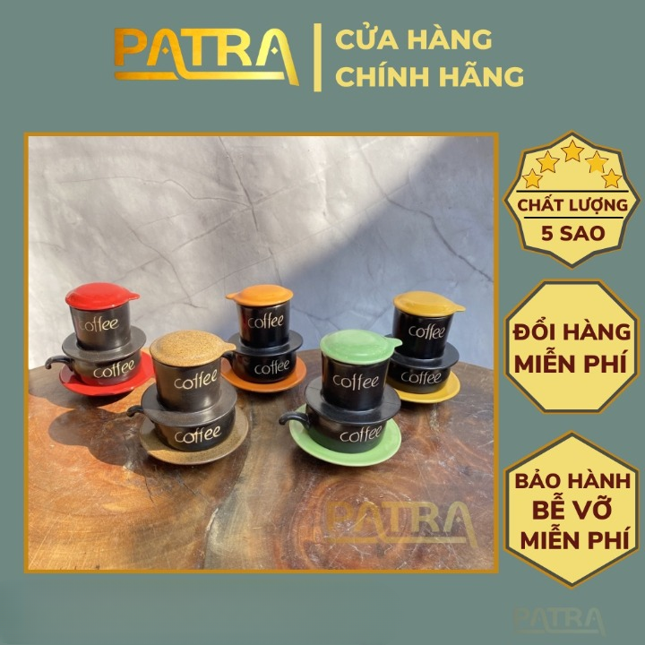 Bộ phin pha cà phê, tách uống cafe nhiều màu gốm Bát Tràng