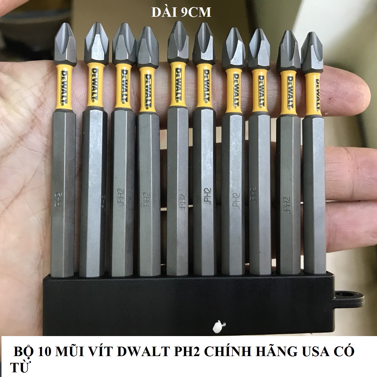 Bộ 10 mũi vít dewalt ph2 nhập mỹ dài 9cm