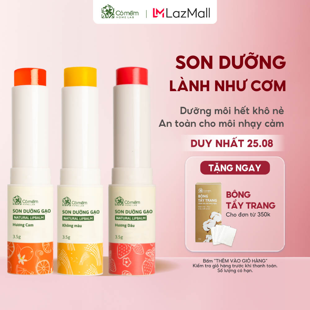 [TRỢ GIÁ 10%] Son Dưỡng Môi Son Dưỡng Gạo  Lành Như Cơm Dưỡng Ẩm Mềm Môi Giảm Thâm Môi Cỏ Mềm Homelab 3,6g