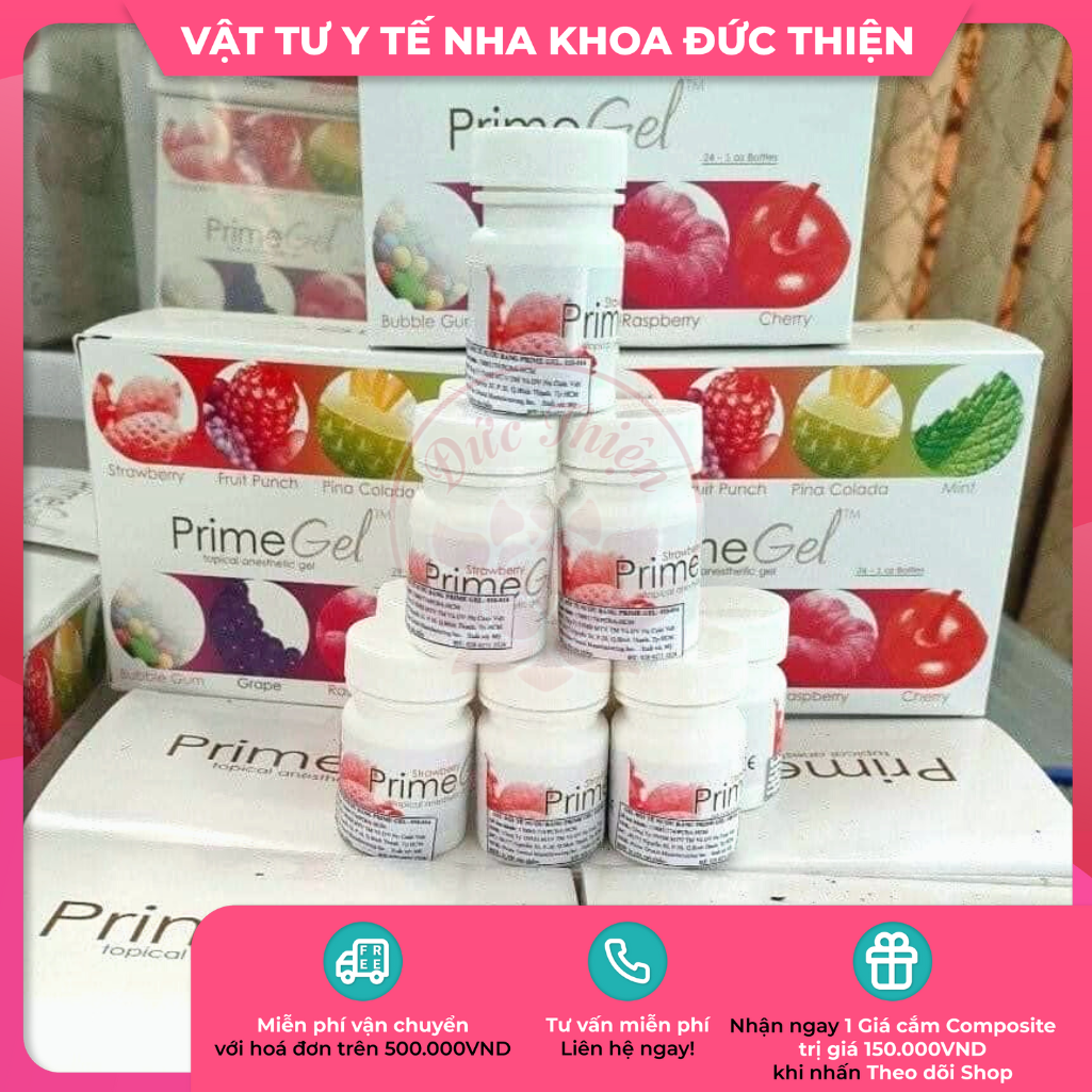 Tê bôi nha khoa Prime Gel 30g hương Dâu - Tê gel bôi bề mặt - Vật tư nha khoa chính hãng