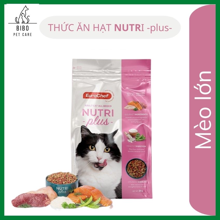 Thức ăn hạt mèo lớn Eurochef Nutri plus giúp tiêu búi lông bổ sung dinh