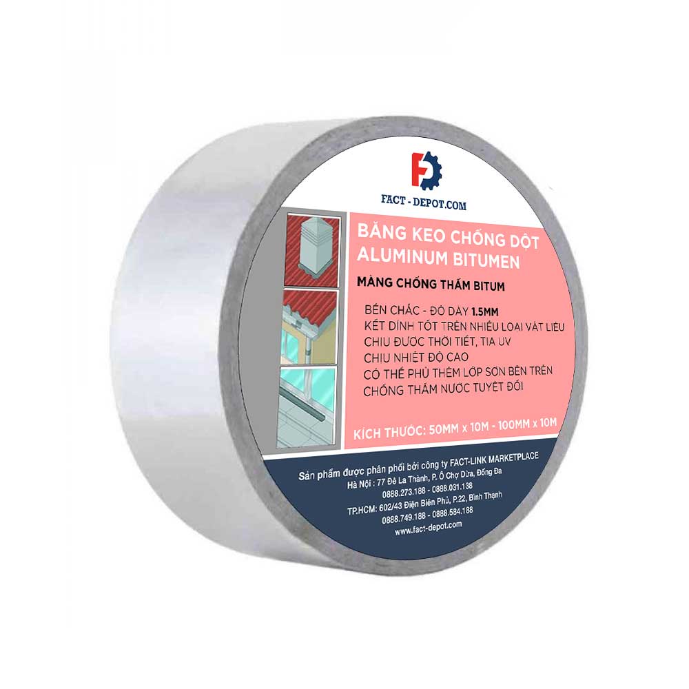 [HCM]Băng keo chống dột Aluminum Bitumen Fact-Depot 100mm x10m