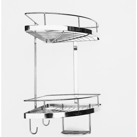 KỆ GÓC XÀ BÔNG 2 TẦNG INOX ĐẶC 304 25 x 25
