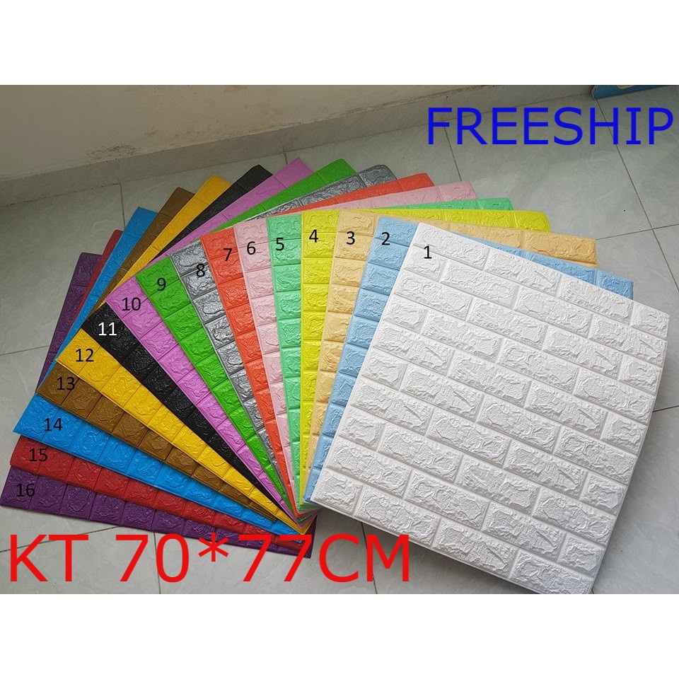 COMBO 10 TẤM Xốp dán tường 3D giả gạch dày 6mm khổ lớn 70x77CM Loại 1