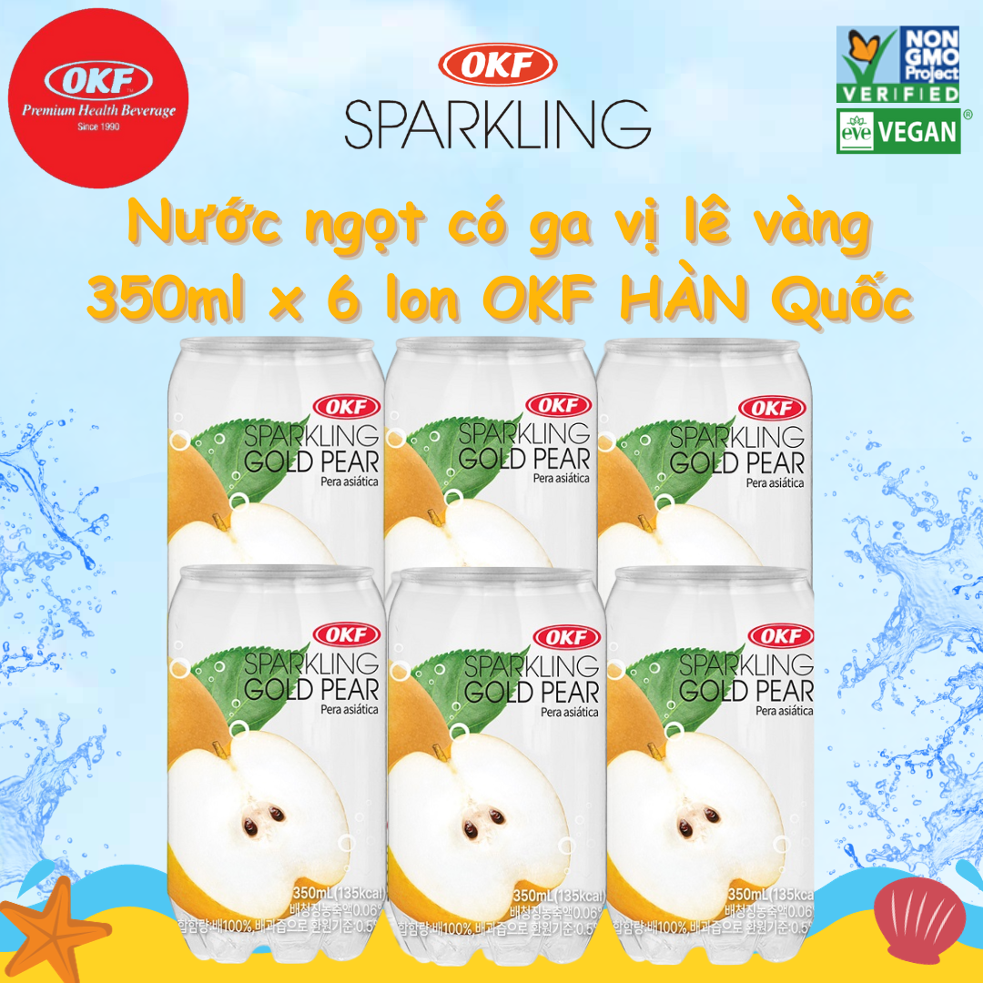Nước ngọt có ga vị lê vàng okf hàn quốc x 6 lon 350ml