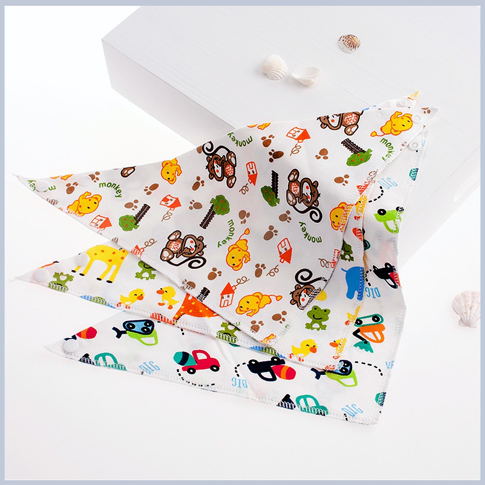 [HCM]Set 5 yếm quàng cổ cho bé yếm cotton có nút cài khăn yếm tam giác thấm hút tốt cho bé từ 0 -4 tuổi