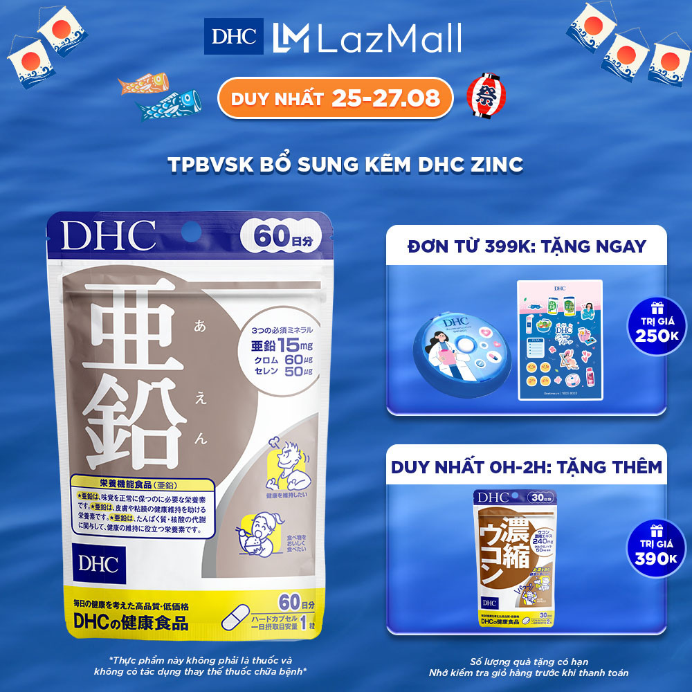 Viên uống Bổ sung Kẽm ZinC gói 60 viên (60 ngày) - TPBVSK DHC Zinc