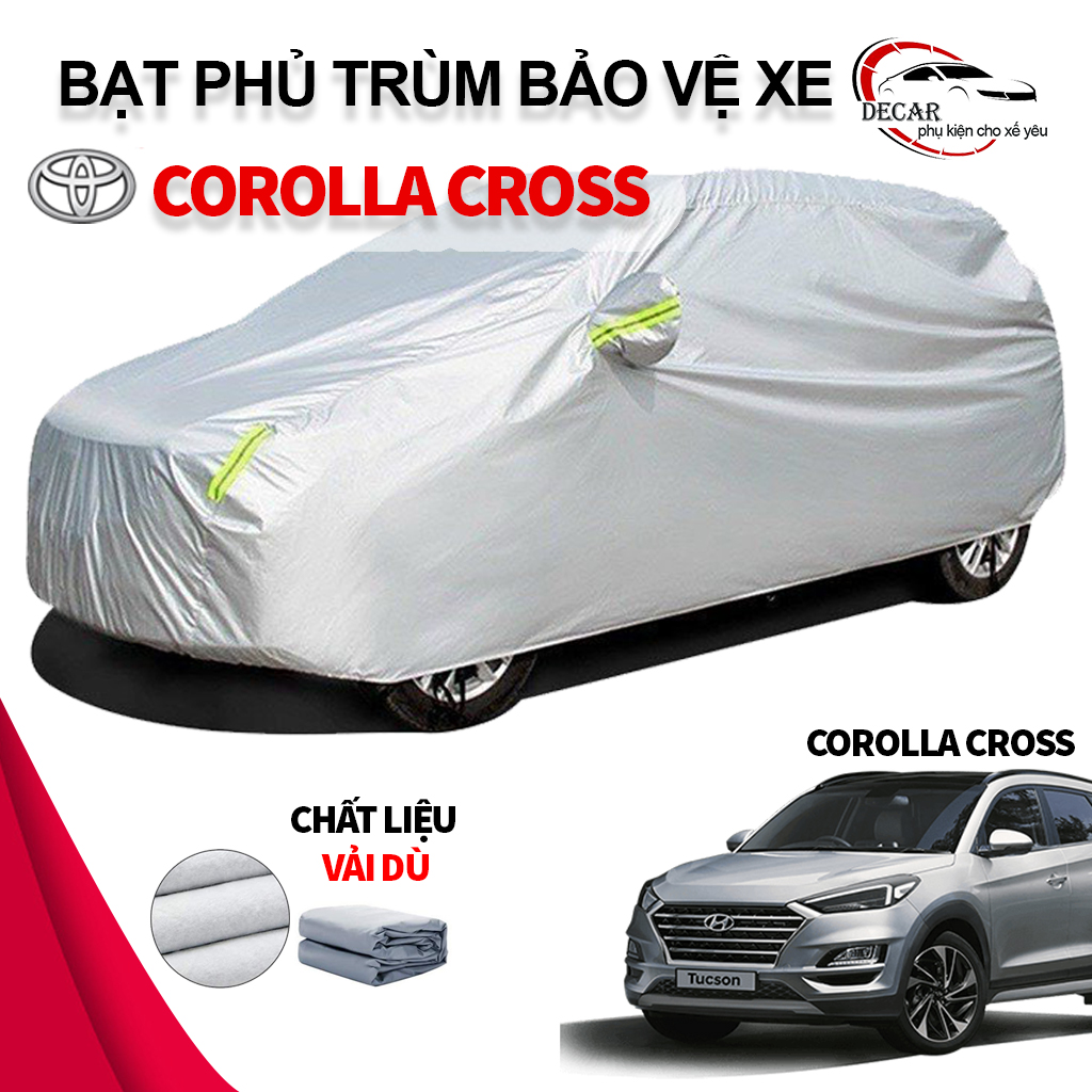  Bạt phủ xe ô tô 5-7 chỗ Toyota Corolla Cross chất liệu vải dù oxford cao cấp áo trùm xe ô tô 5 chỗ corolla cross  bạc phủ trùm 3 lớp thông minh bảo vệ che nắng chống nóng chống mưa cho xe oto xe hơi 