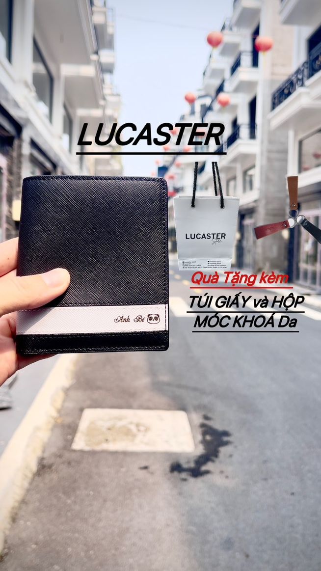 Ví da nam khắc tênví nam mini da thật ví nam lucaster phong cách hiện đại trẻ trungví nam da cosmos 2 chuẩn leonardo TV007BH 2 năm có hộp