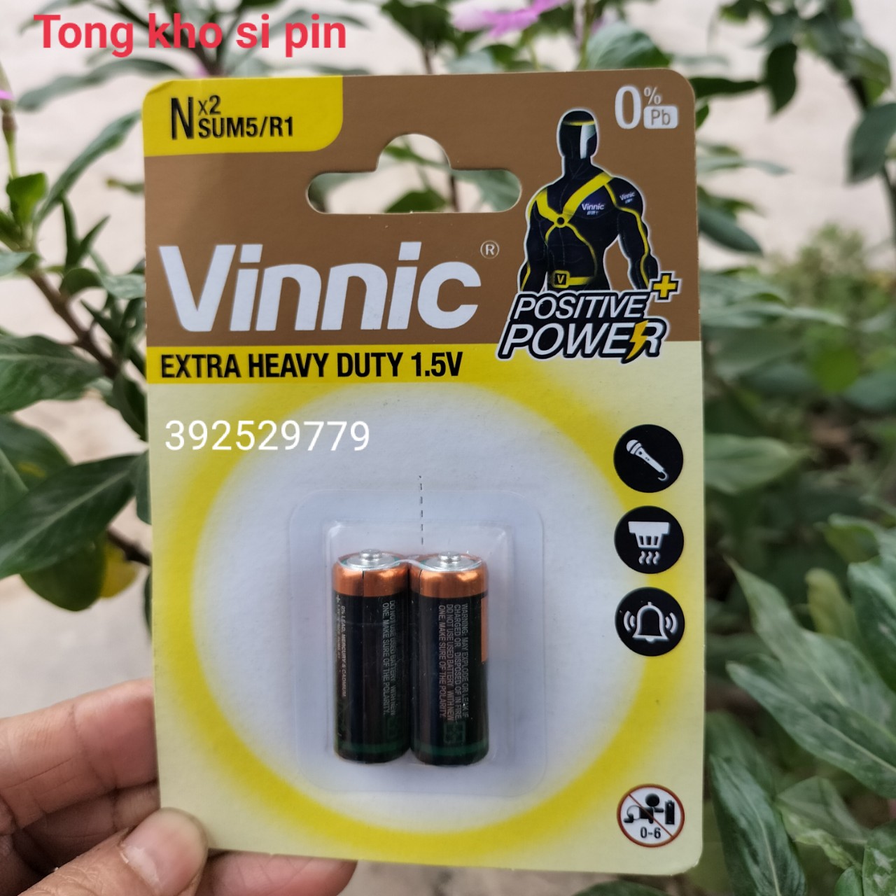 Pin Sum5 LR1 size N 1.5v Vinnic E90 AM5, LR1, SUM 5, pin R1 - vỉ 2 viên.