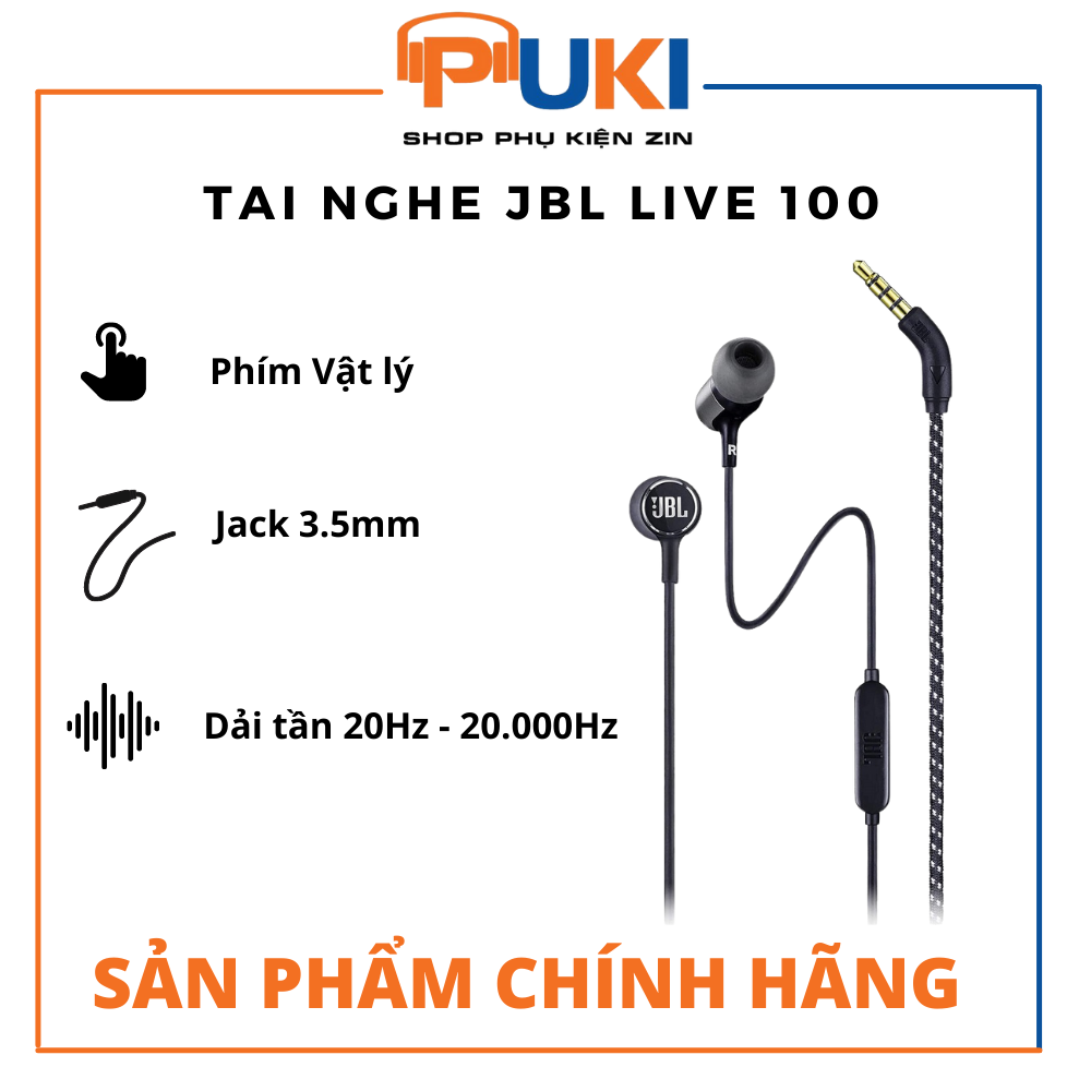 Tai nghe jbl live 100 -tai nghe nhét tai jbl live 100 - puki shop
