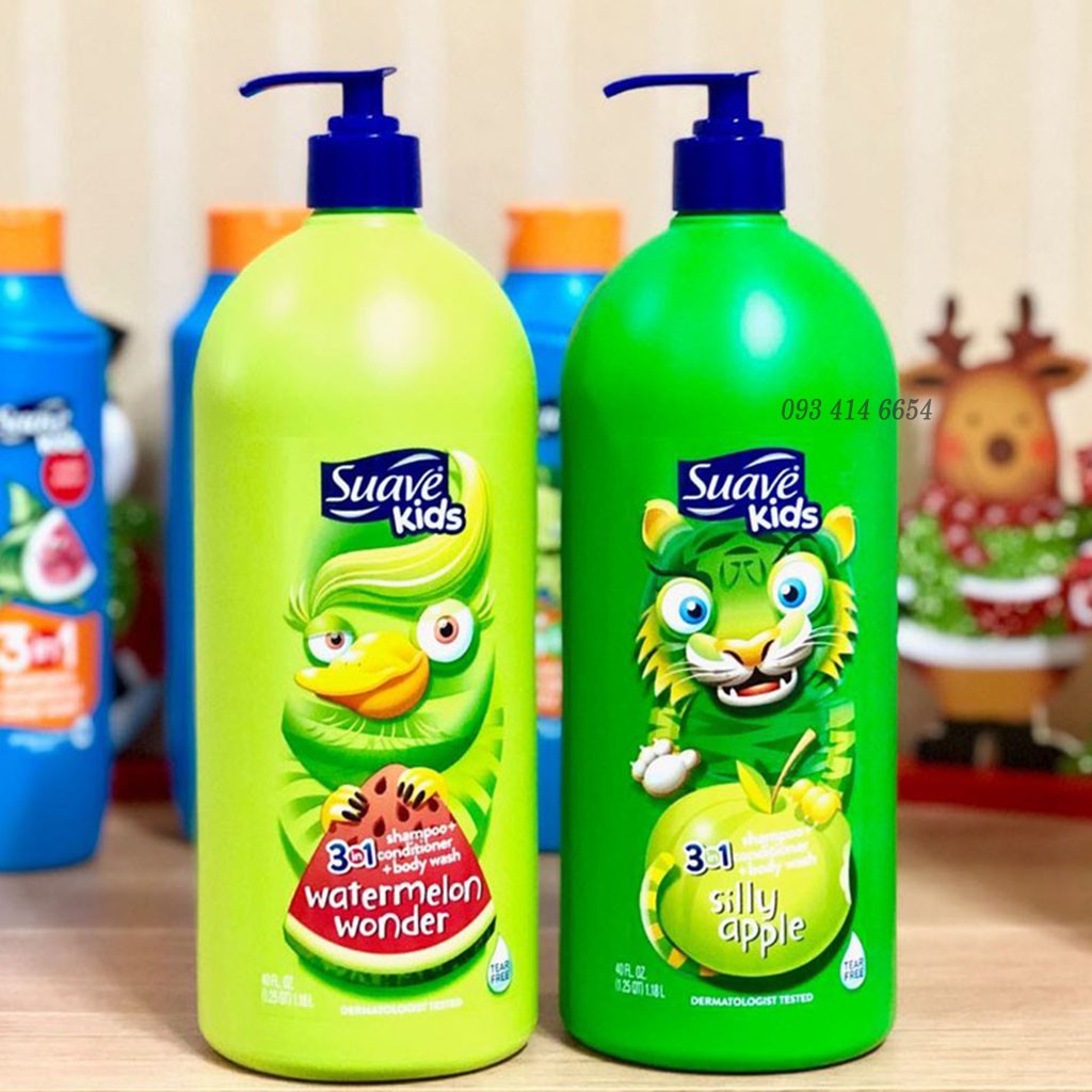 Gội xã tắm Suave Kids 3in1 dưa hấu đỏ Shampoo + Conditioner + Body Wash