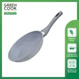 Chảo đáy từ vân đá chống dính GREEN COOK 22cm tay cầm chịu nhiệt - Hàng chính hãng greencook