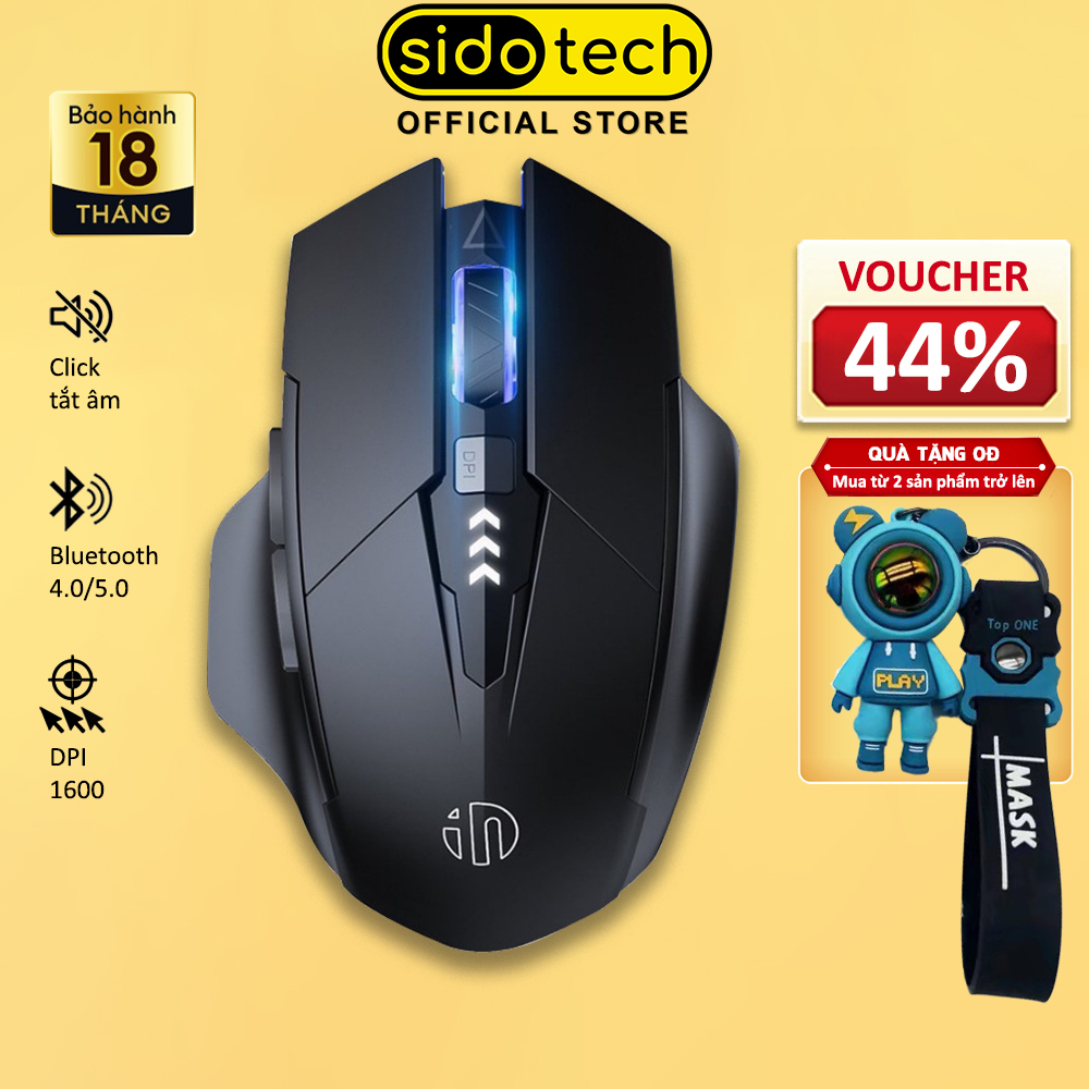 Chuột không dây bluetooth SIDOTECH M6PRO gaming tắt âm silent chống ồn điều chỉnh DPI công thái học laptop máy tính làm việc chơi game