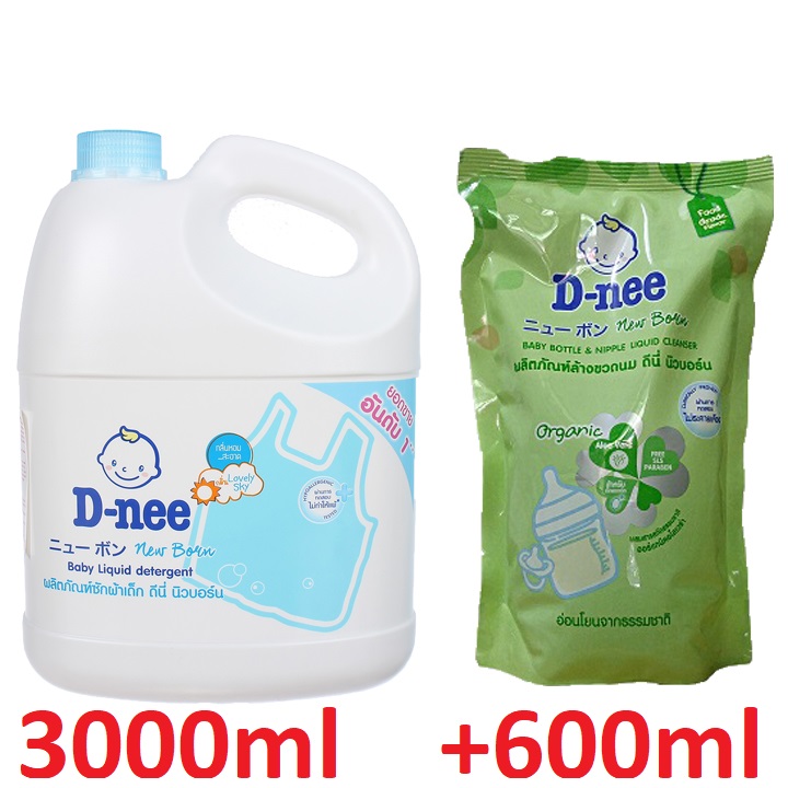 Nước Giặt Dnee Thái Lan Team Đại Thịnh 3000ml Và 1 Túi Rữa Bình Sữa 600ml