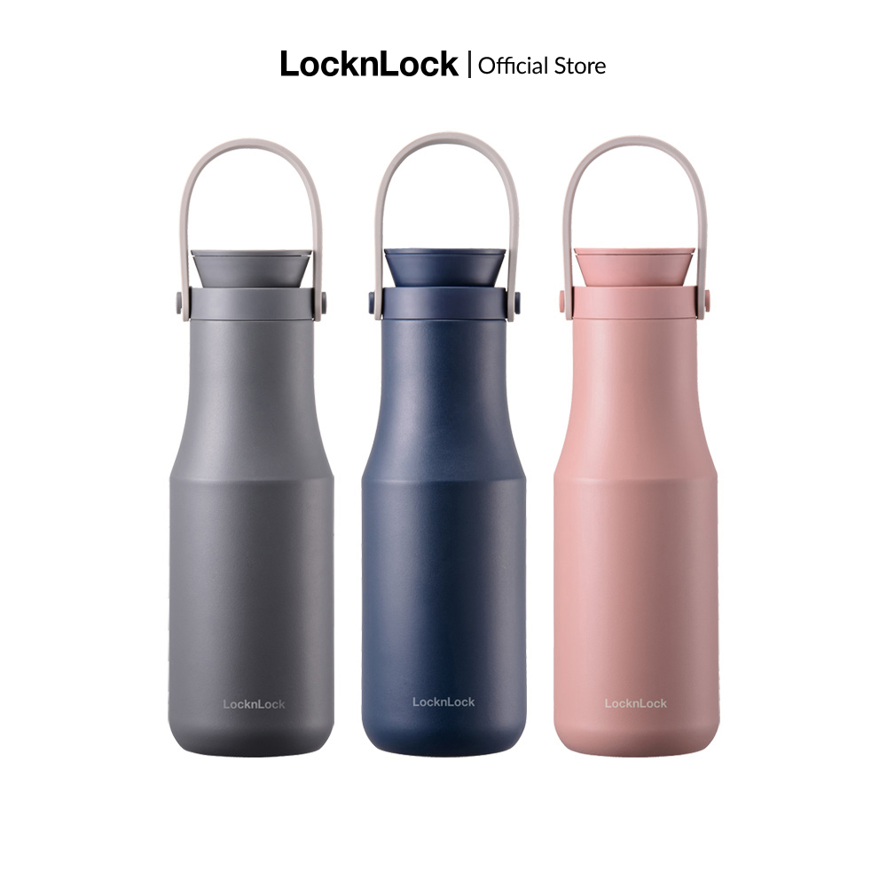 LHC4202 - Bình Giữ Nhiệt LocknLock Metro Double Tumbler - 470ml, có quai xách silicone, có lọc trà, giữ nhiệt nóng lạnh cả ngày