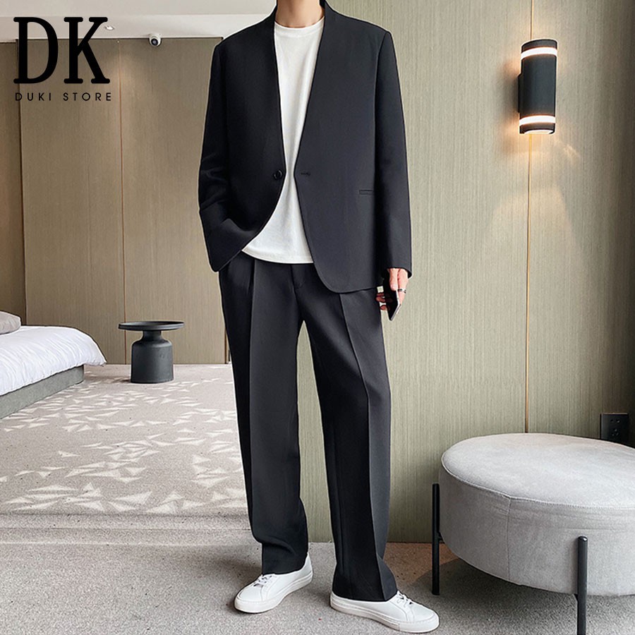 Áo khoác blazer nam không cổ, áo vest nam balzer nam phong cách Hàn Quốc LZB0016 - DUKI STORE