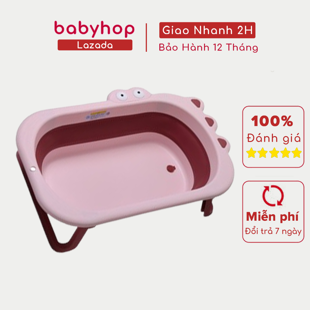 Chậu tắm cho bé Babyhop gấp gọn làm từ nhựa nguyên sinh