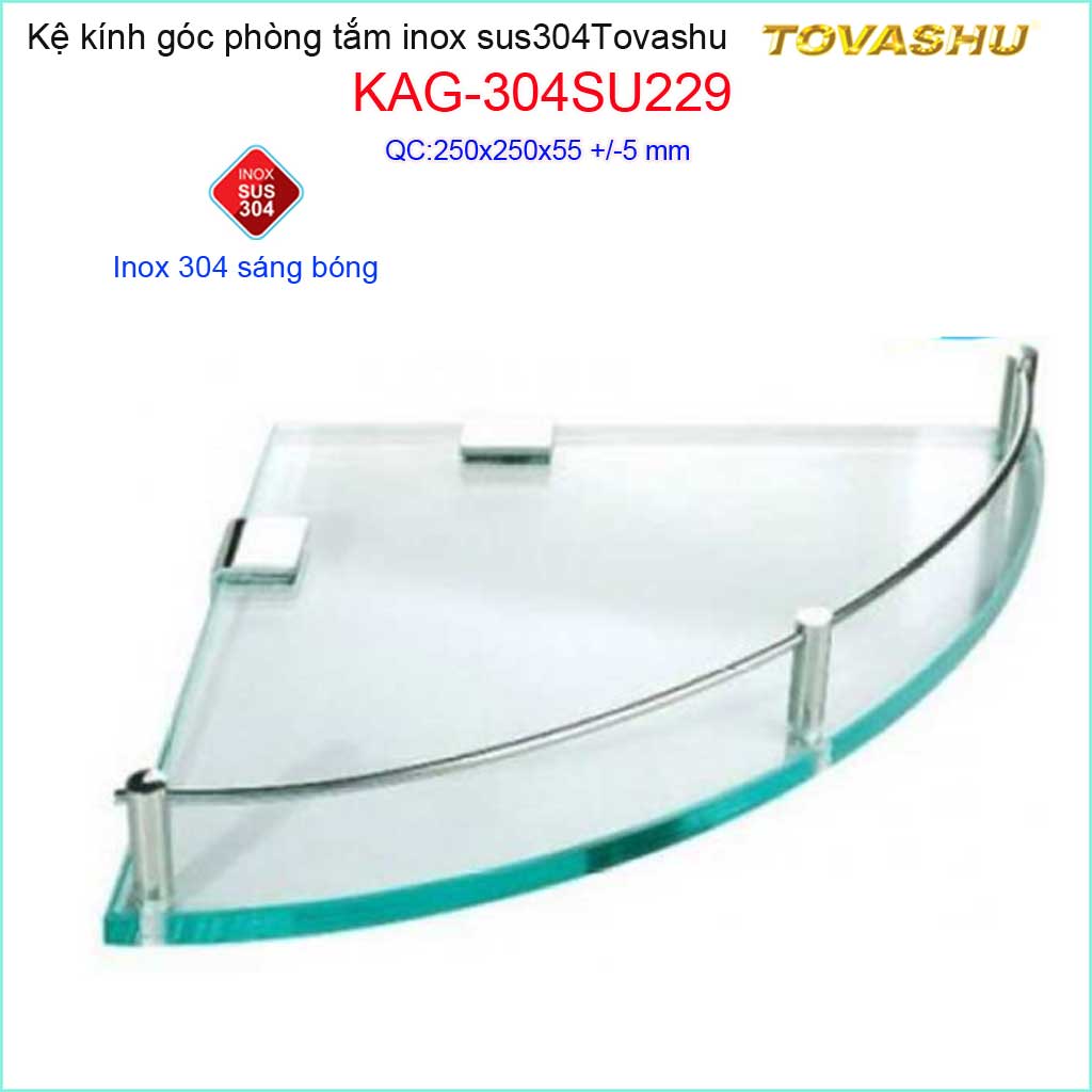 Kệ kiếng cường lực Tovashu KAG-304SU229 kệ gương phòng tắm Inox Nhật cao cấp